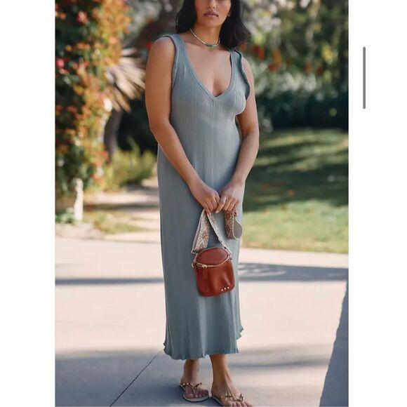 Anthropologie Daily Practice Ribbed Sweater Midi Dress 2X Sleeveless Knit Maxi - Picture 1 of 16